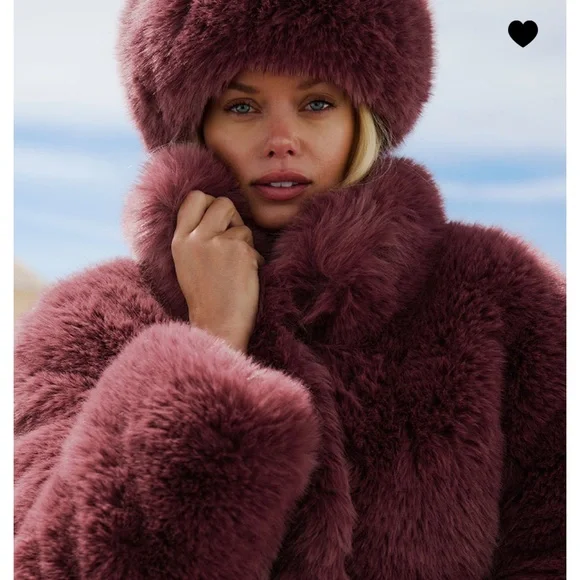 ALO Yoga Opulent faux fur burgundy truffle wintersun headband nwot $118 - Picture 5 of 8